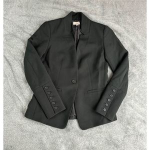Loft Women's Single Button Blazer Jacket Long Sleeve Career Office Size 2 Black